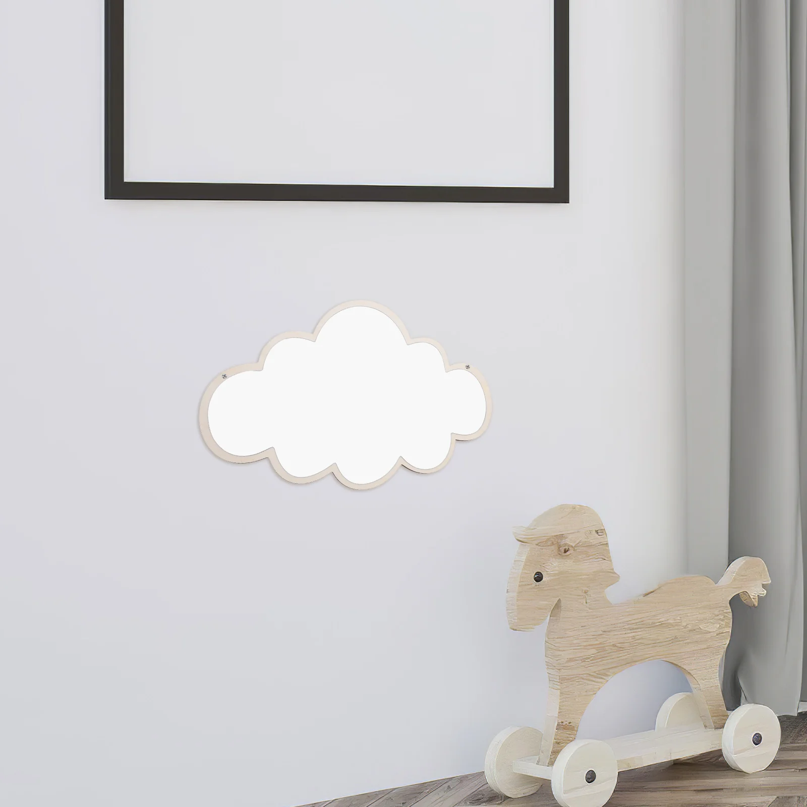 안전 거울 북유럽 스타일 분리형 베이스 다각도 회전 고화질 나무 거울 탁상 장식