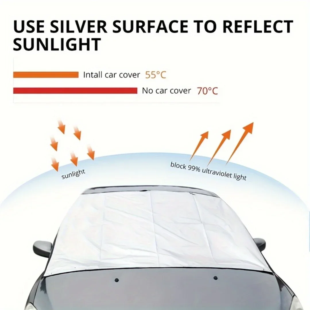Universal Car Windshield Snow Cover - Frost Ice Rain & Sun Protector for Most Cars & SUVs, 1PC Auto Windscreen Shield