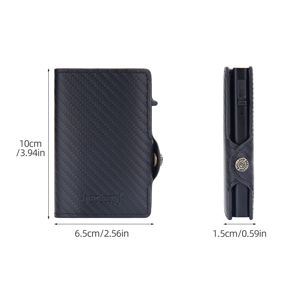 Carbon Fiber RFID Credit Card Holder Wallet Business Men's Side Push Metal Aluminum Box Anti Magnetic Card Purse Money Clip Man