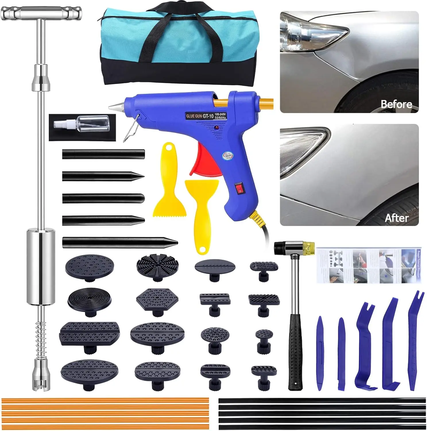 

Съемник вмятин с Т-образным молотком для ремонта вмятин на кузове автомобиля своими руками