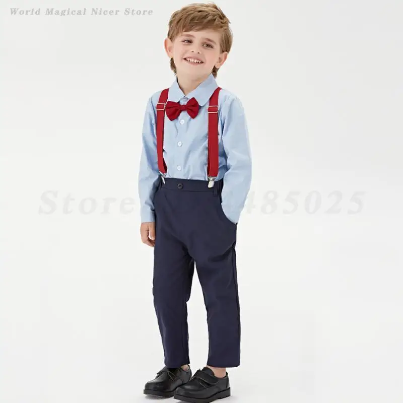 Kinder Gentleman Kleidung Sets Kindertag Bühnenkostüm Outfit Jungen Hübsche Uniform Langarm Hemd Hosenanzüge