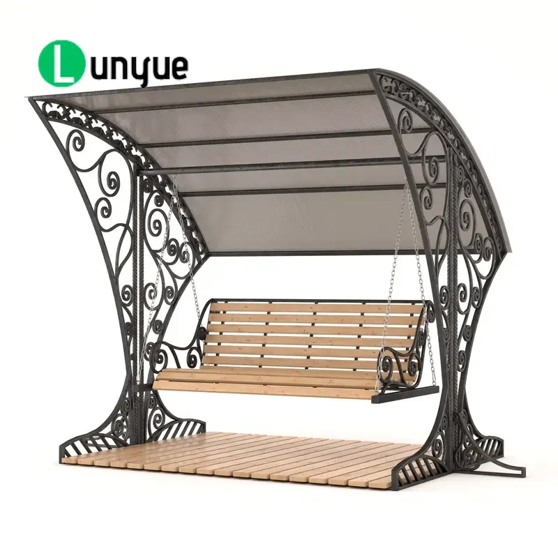 Elegant Wrought Iron Patio Swing Chair Durable Metal Construction Modern Style Luxury Outdoor Garden Furniture Comfortable