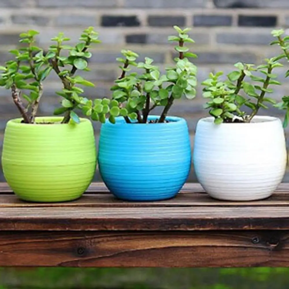 Plastic Drainage Hole Egg Shape Plant Pot Flowerpot Home Office Garden Decor