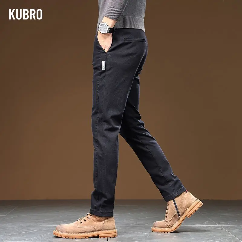 Autumn and Winter Men's All-matching Imitation Cattle Pants Plush Thickening Plush and Padded Casual Pants for Men