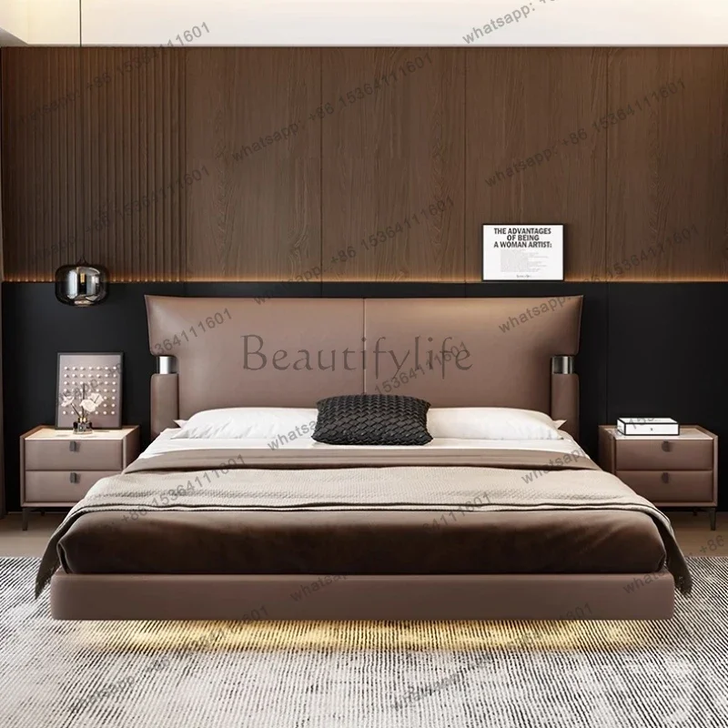 Levitation Leather Double Bed 2 People Full Size Bed Frame Queen Beds Bedroom Furniture