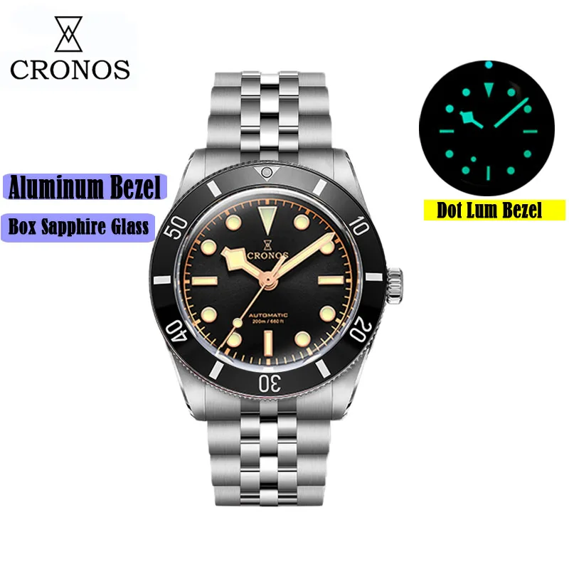 Cronos Luxury Men's Watch 39mm Diver Automatic Sapphire 10Bar