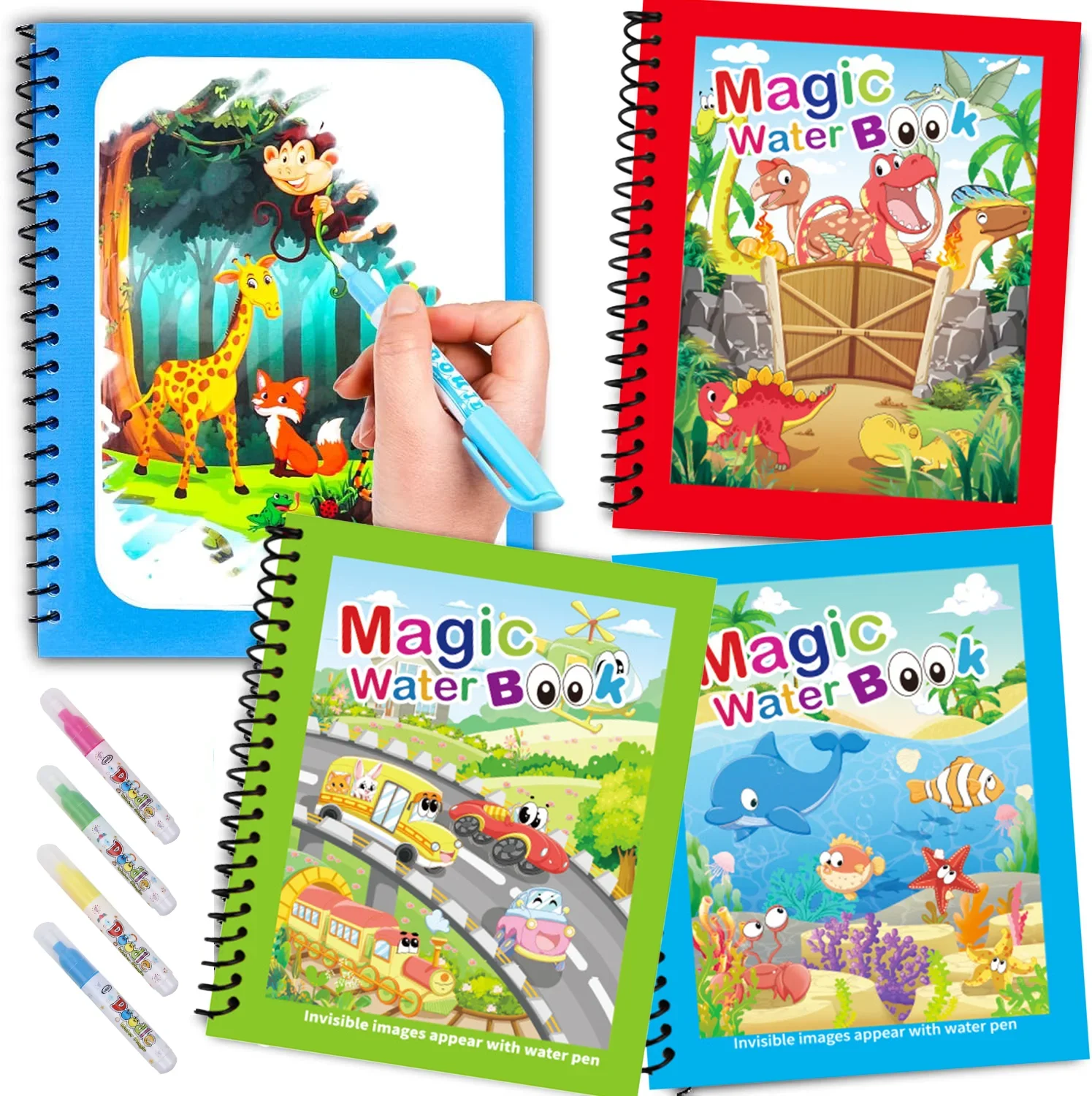 1PC Magic Coloring Books with Refillable Water Pen Reusable Water Drawing Books for Children Birthday Christmas New Year Gifts