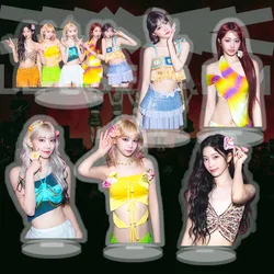 K-pop Girls Group Stand Figure, modelo transparente, SAKURA, KIM, CHAEWON, HUH YUNJIN, KAZUHA, HONG, EUNCHAE, presente de pé para fãs, coletar presente