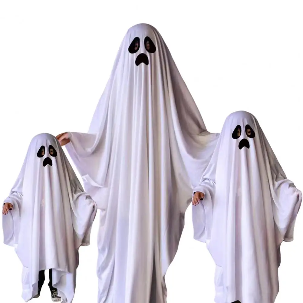 Smiling Ghost Robe Ghost Halloween Costume Spooky Kids Ghost Cloak Halloween Costume for Trick-or-treating Cosplay for Themed