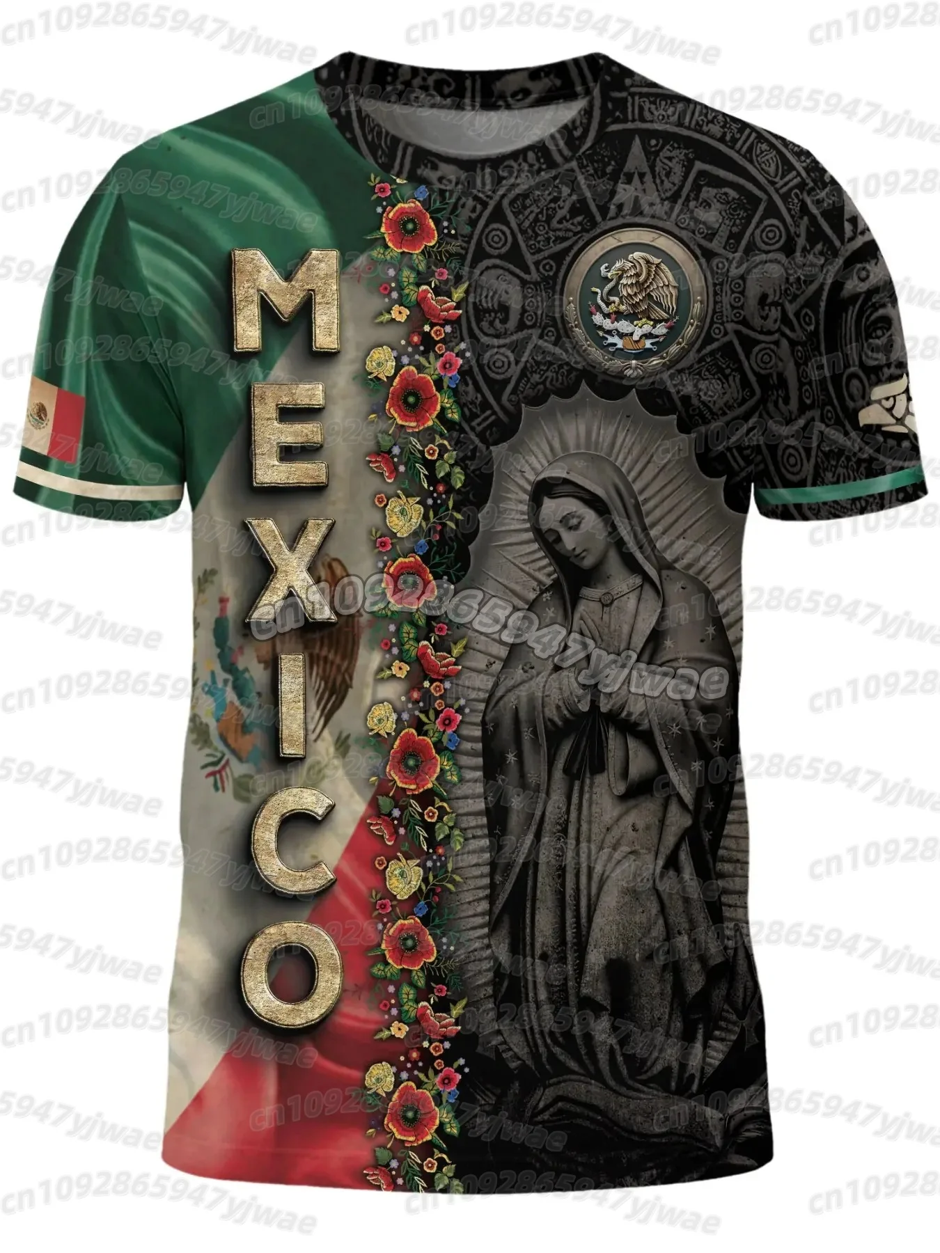 2026 Mexiko Nationalflaggen-Print Herren Damen Kurzarm T-Shirt 3D-Druck Tees Outdoor Fußballtrikot Sport Freizeit Herren Oberteile – Detail 15