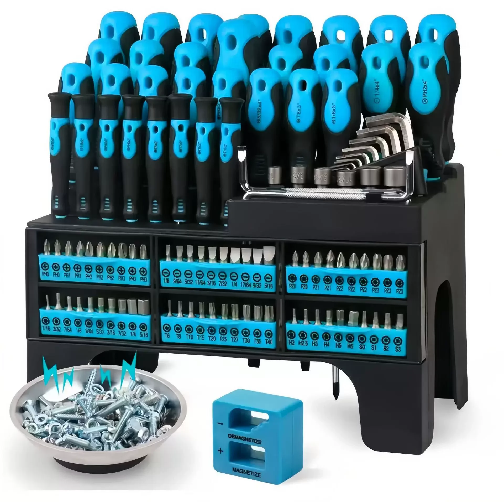 118-Piece Screwdriver Set Screwdriver Set, Repair Tools: T-Handle Screwdrivers, Pagoda-Style Screwdrivers