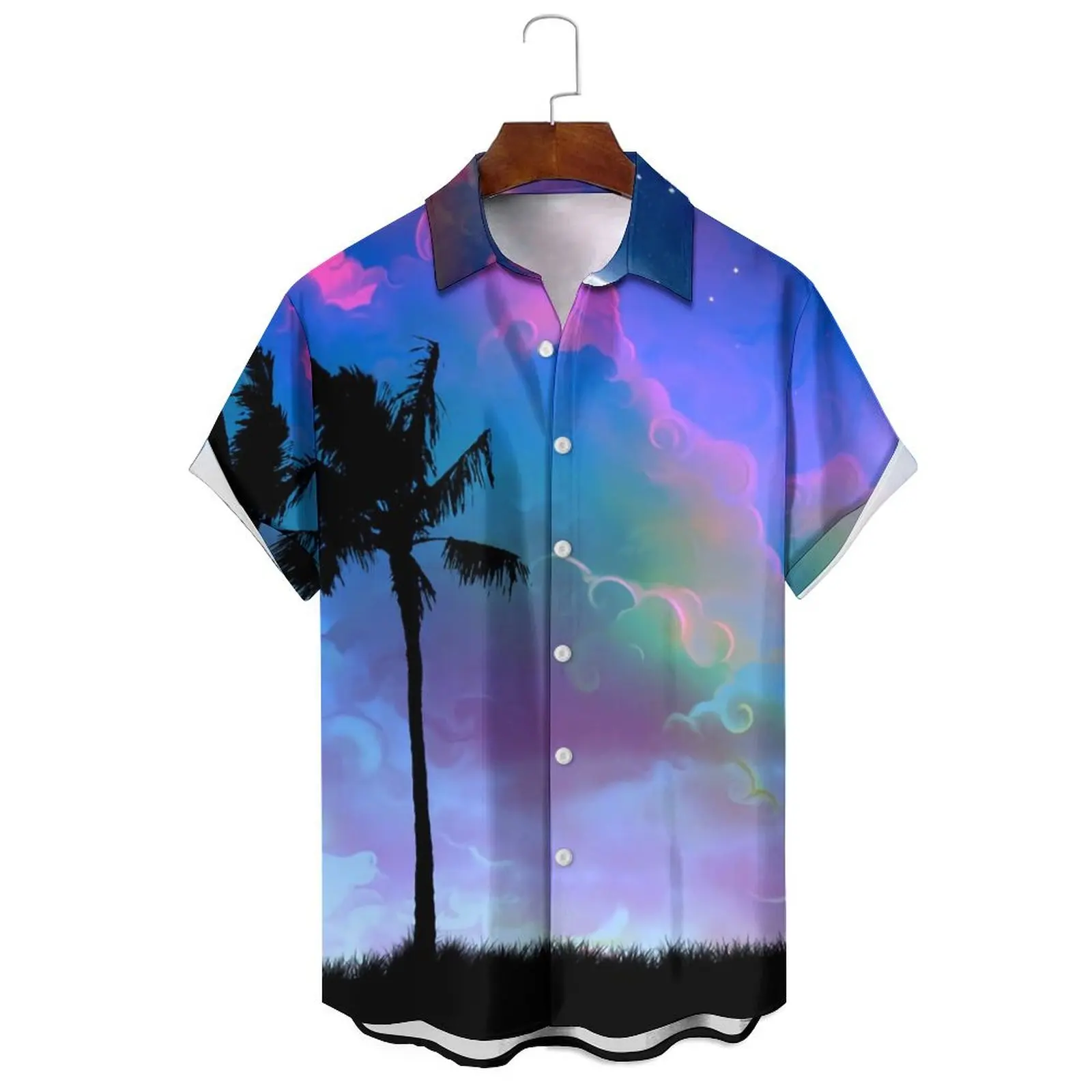 

Men's/Women's Fashion Style Variety Summer Loose Casual Simple Cartoon Oil Painting Coconut Leaf Printed Wide Short Sleeve Shirt