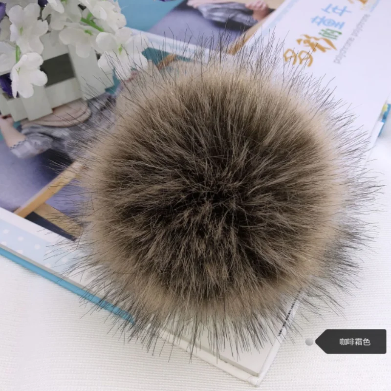 12 cm Kunstfell-Bommel, Plüsch-Haarball mit elastischem Band, Fuchspelz-Pompons für DIY-Mütze, Schuhe, Strickmütze, Fellknäuel, Kleidungszubehör – Detail 3