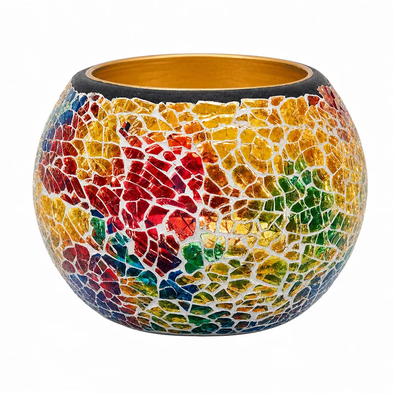 Rainbow Empty Candle Jars DIY Homemade Candle Container Glass Mosaic Jars for Candles Holder Vessel Storage