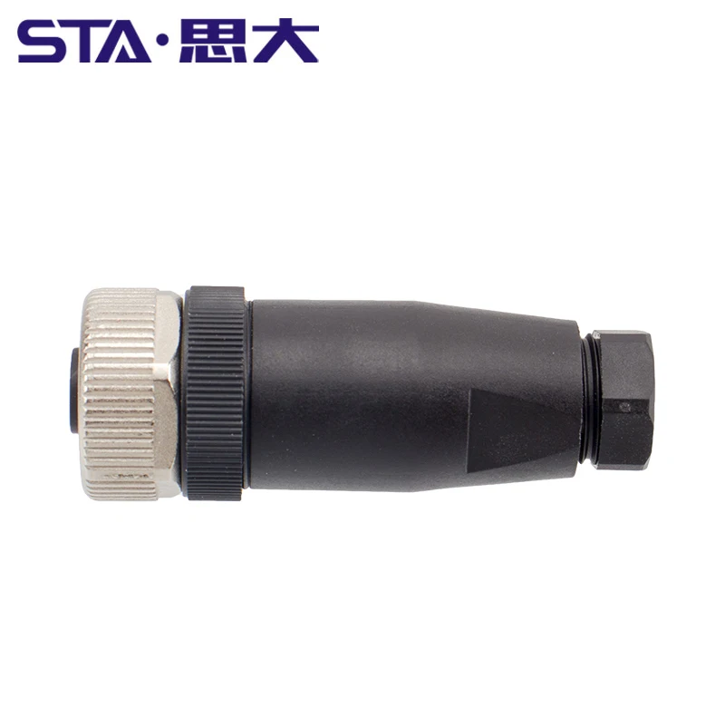 Factory Price Female 2 3 4 5 8 Poles Straight Version Screw M12 Field Connectors Plastic Plug 4 Pins