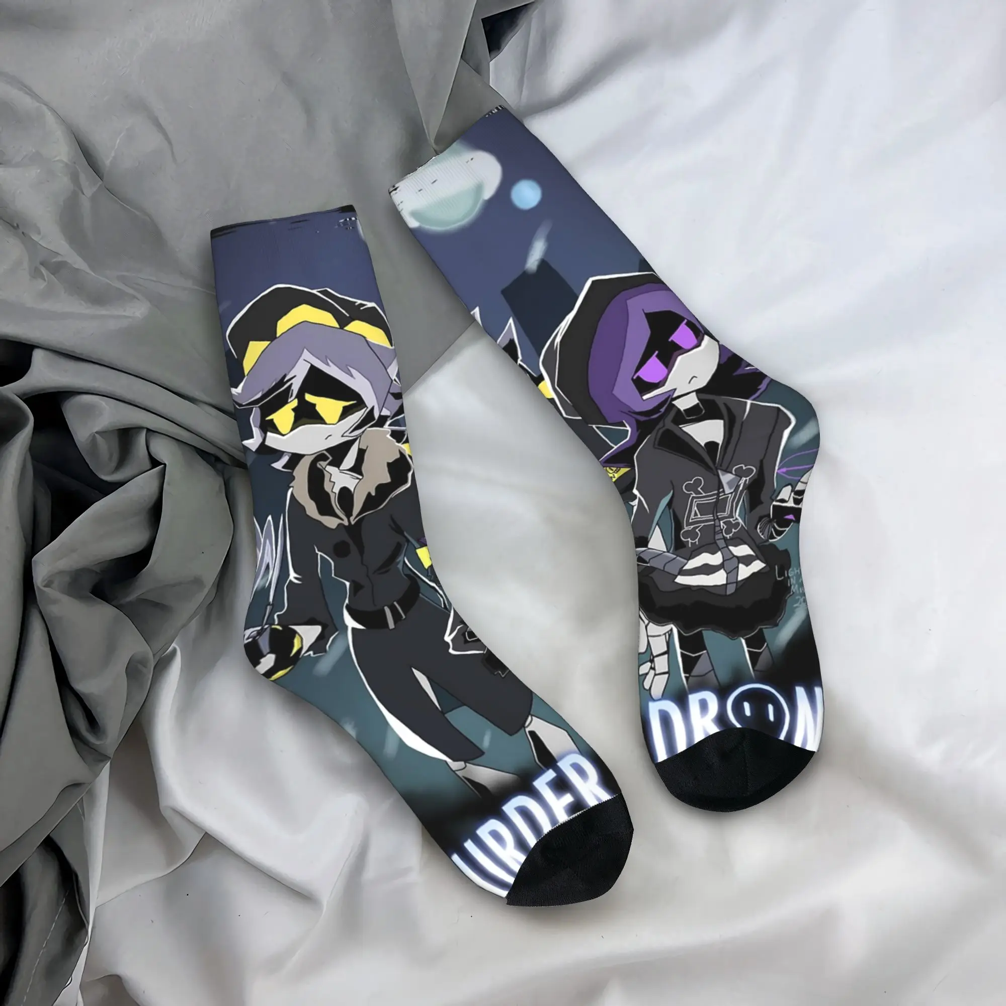 Colorful Murder Drones Cartoon Sports Socks  Polyester Long Socks for Women Men Sweat Absorbing