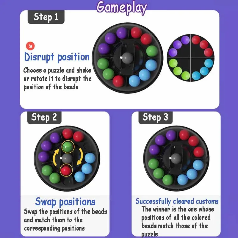 3D-Gehirnportaufgaben und Puzzlespiele, rotierender magischer Perlen-Puzzleball, Zappelspielzeug, logisches Denken, geistiges Spiel für Kinder und Erwachsene