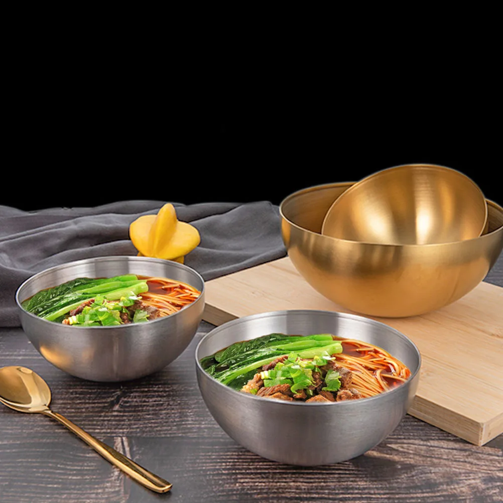 

Stainless Steel Salad Bowl Soup Kitchen Tableware Noodle Fruit Cereal Serving Metal Practical Easy Clean Simple Design