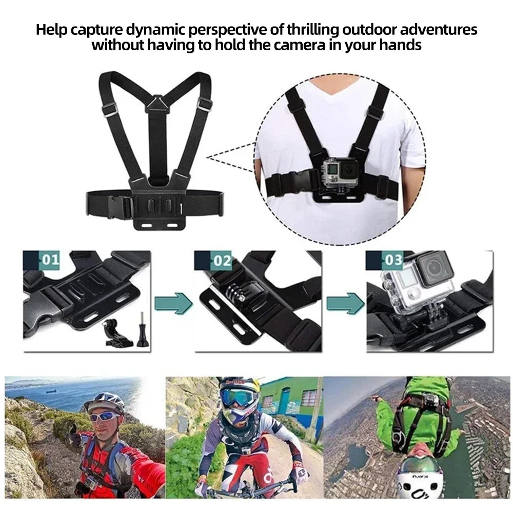 For GoPro Adjustable Chest Mount Harness Strap For GoPro Hero 13 12 11 10 Insta360 X4 X3 DJI Action 3 Action Camera Accessories