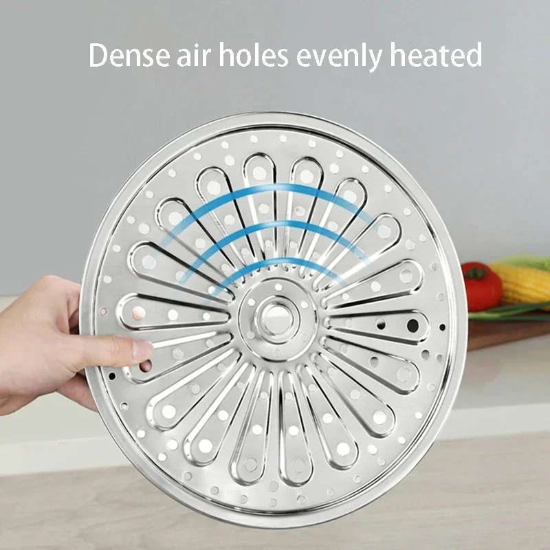 304 Stainless Steel Round Steamer Rack Insert Stock Pot Steaming Tray Kitchenware Cooking Steamer Compartment Steaming Plate