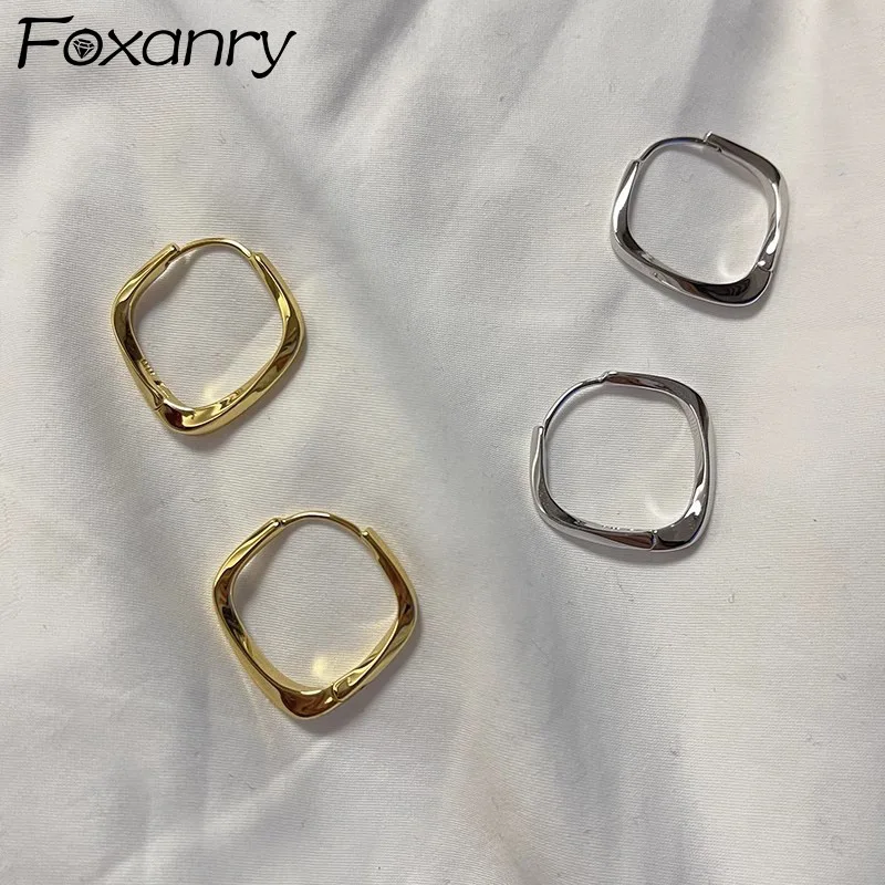 Foxanry Minimalist Geometric Hoop Earrings For Women Girls New Fashion Classic Personality Prevent Allergy Party Jewelry Gifts