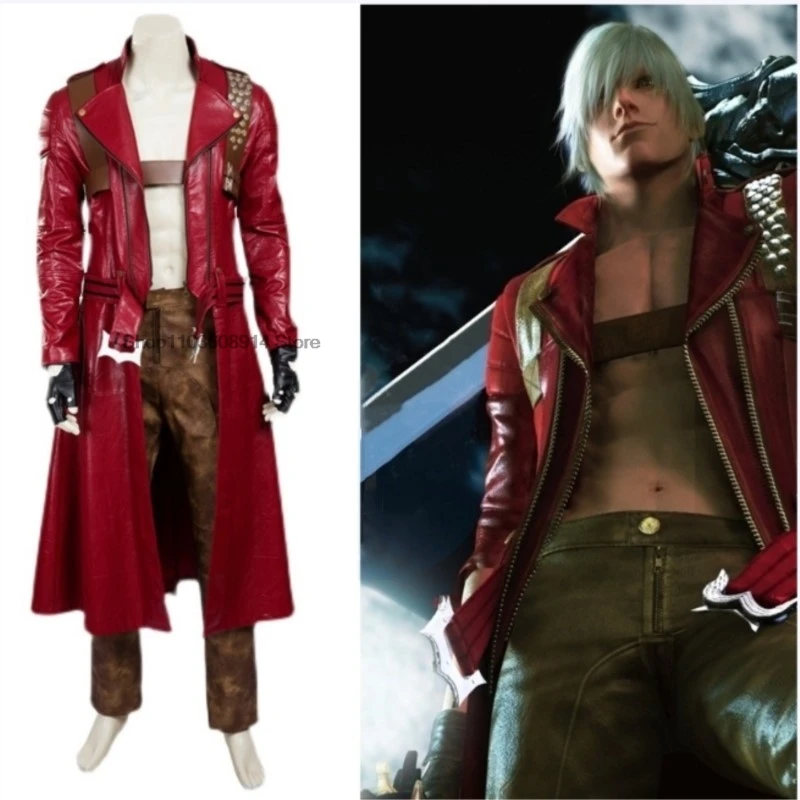 

Dante Cosplay Fantasia Game DMC 5 Disguise Costume Long Coat Pants Wigs Adult Men Fantasy Male Halloween Carnival Party Clothes