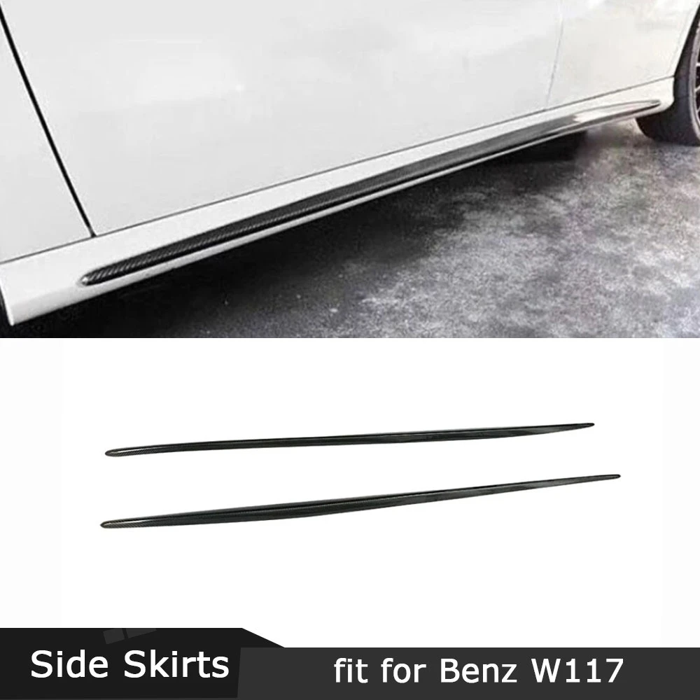 Carbon Fiber Car Side Skirts For Benz W117 CLA CLA250 CLA260 CLA45 AMG 2013-2019 FRP Black Bumper Extenstion