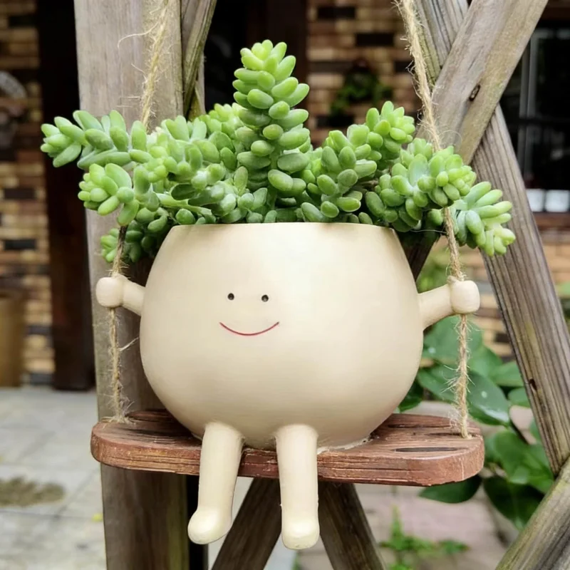 

Миниатюрный кашпо для суккулентов в форме смайлика из смолы, креативное украшение для рабочего стола, практичный подарок для дома, контейнер для растений