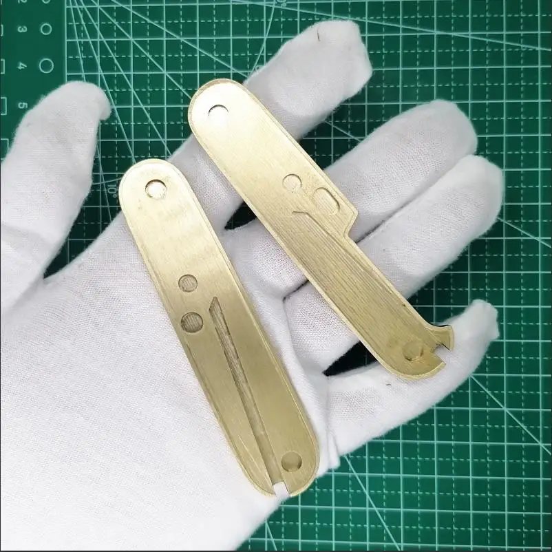 1 Pair Custom Made Pure Brass Handle Scales for 91 mm Victorinox Swiss Army knife