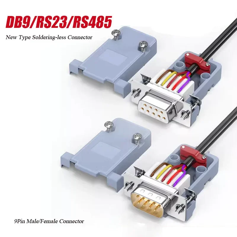 DB9 RS232 Plug Soldering-less 9Pin Male Female Connector Industrial Grade D-SUB RS485 Mini Terminal Welding-free Joint Adapter