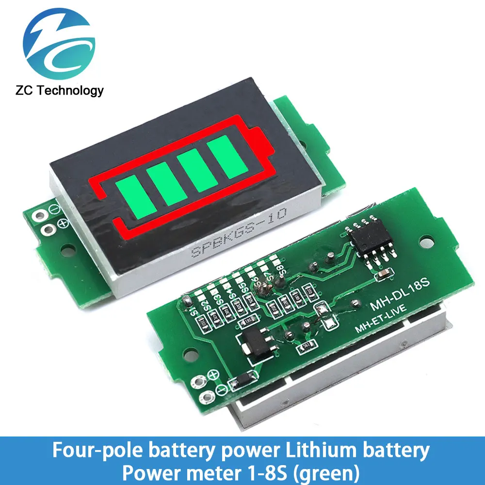 1S - 4S-8S Module indicateur de capacité de batterie au Lithium unique 3.7V 4.2V affichage bleu testeur de puissance de batterie de véhicule électrique Li-ion