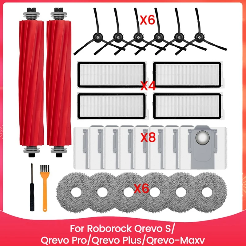 مجموعة الملحقات لقطع غيار روبوت المكنسة الكهربائية Qrevo S/Qrevo Pro/Qrevo Plus/Qrevo-Maxv-A69M