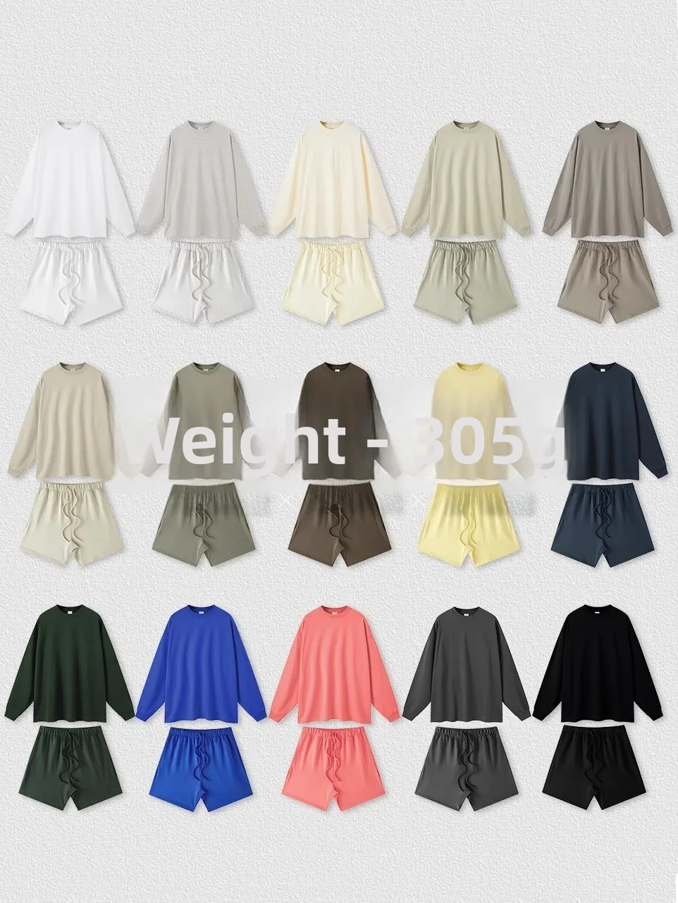 

Комплект из двух предметов: футболка с длинным рукавом в земляных тонах и шорты для мужчин и пар, легкий, весенне-летняя коллекция.