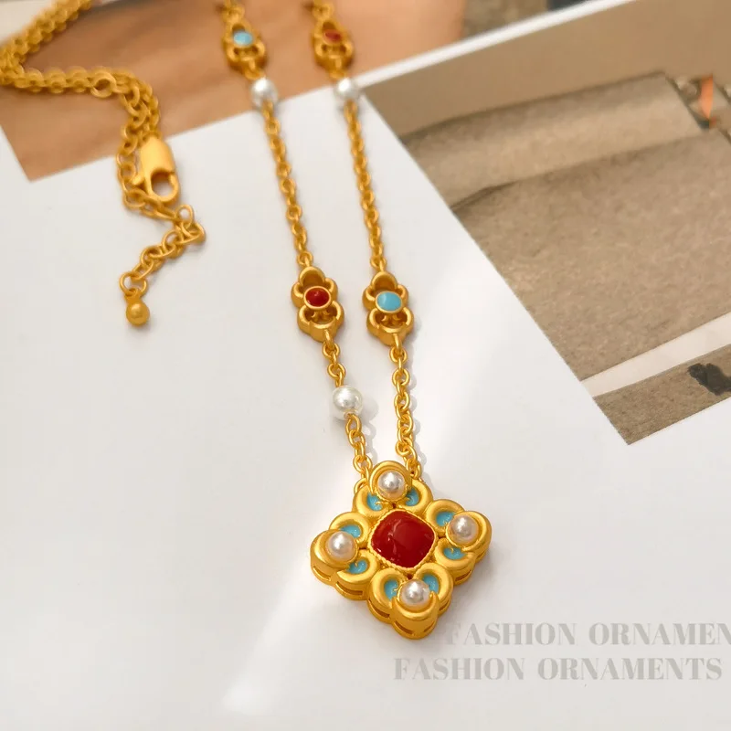 Fashion Jewelry Original Design Gold Color Vintage Flower Necklace Earrings For Women Wedding Gifts Delicate Design Accessories