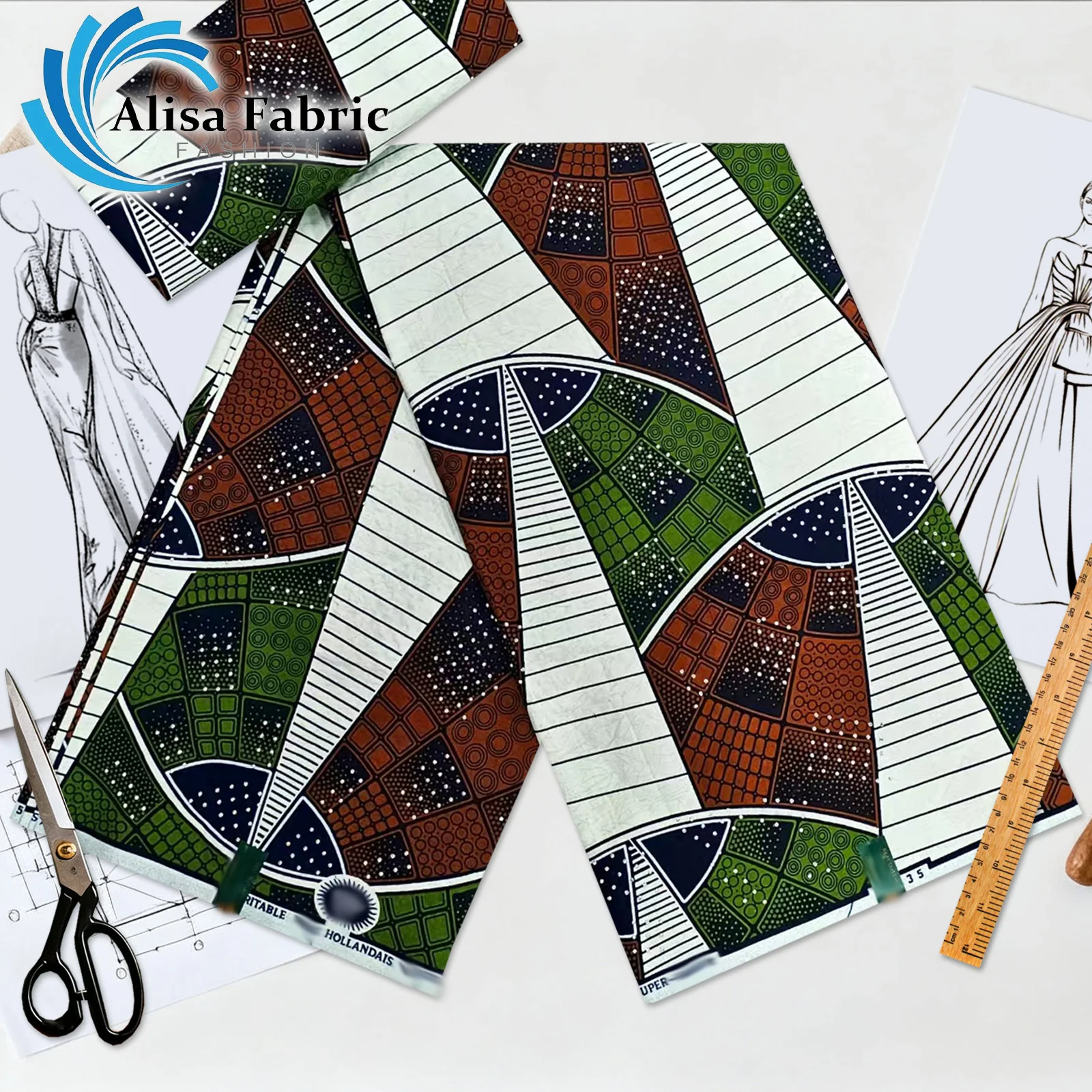 

2025 new arrivals hot drilling African wax fabric 6 yards 100%cotton ankara fabric veritable wax for custom outfits