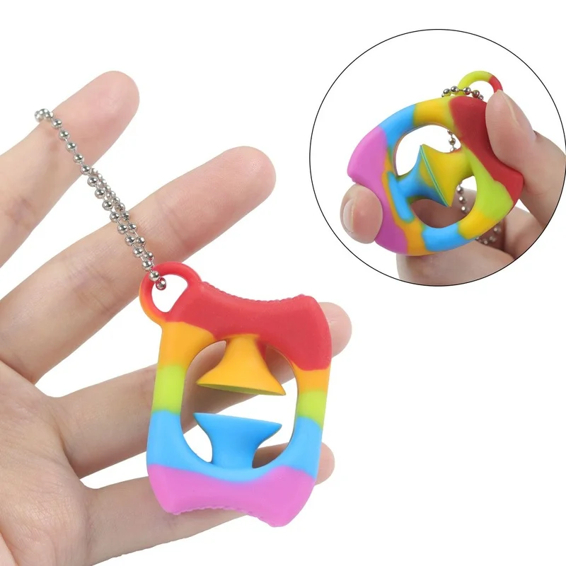 Mini Anti Stress Finger Hand Grip Stress Reliever Fidget Toy Adult Child Simple Dimple Stress Toys Decompression Pop Keychain