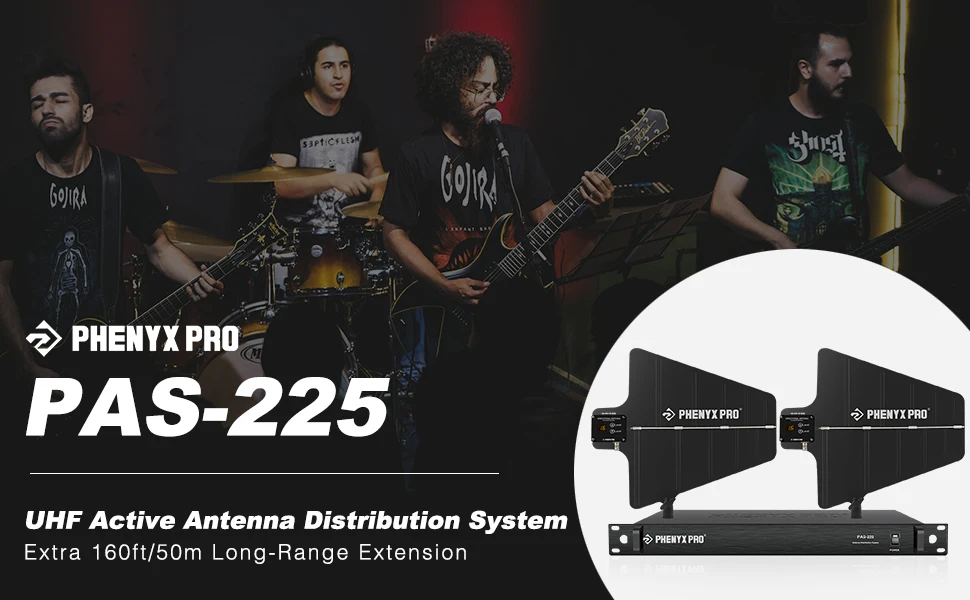 Phenyx Pro UHF Wireless Antennenverteilungssystem-Bundle, aktive Richtantenne, 8 Ausgänge + 2 Kaskadenanschlüsse PAS-225X – Detail 1