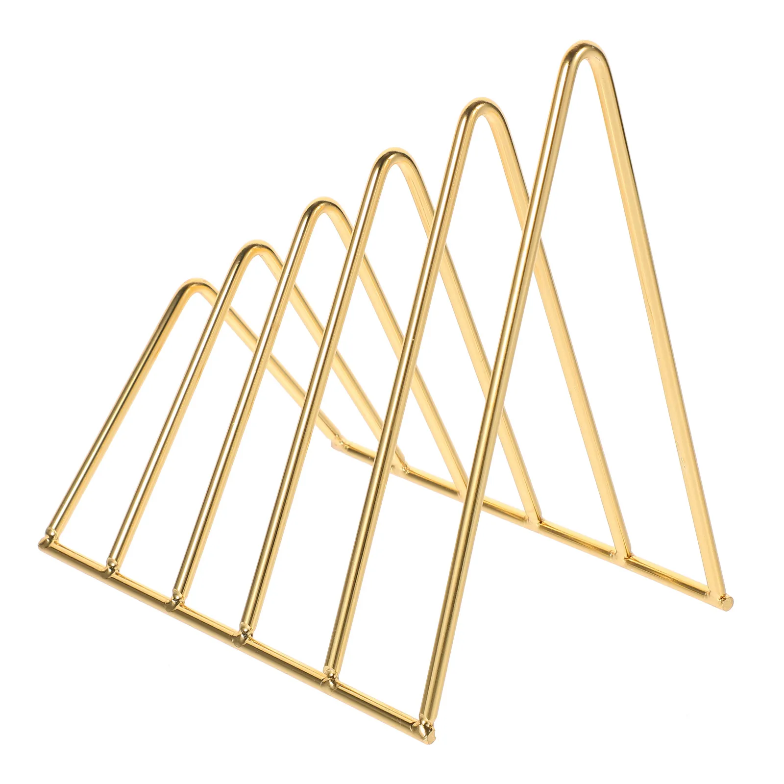 

1pc Lightweight File Storage Rack Desktop Bookshelf Tiered Display Stand Books Records Large Capacity Smooth Corner Metal