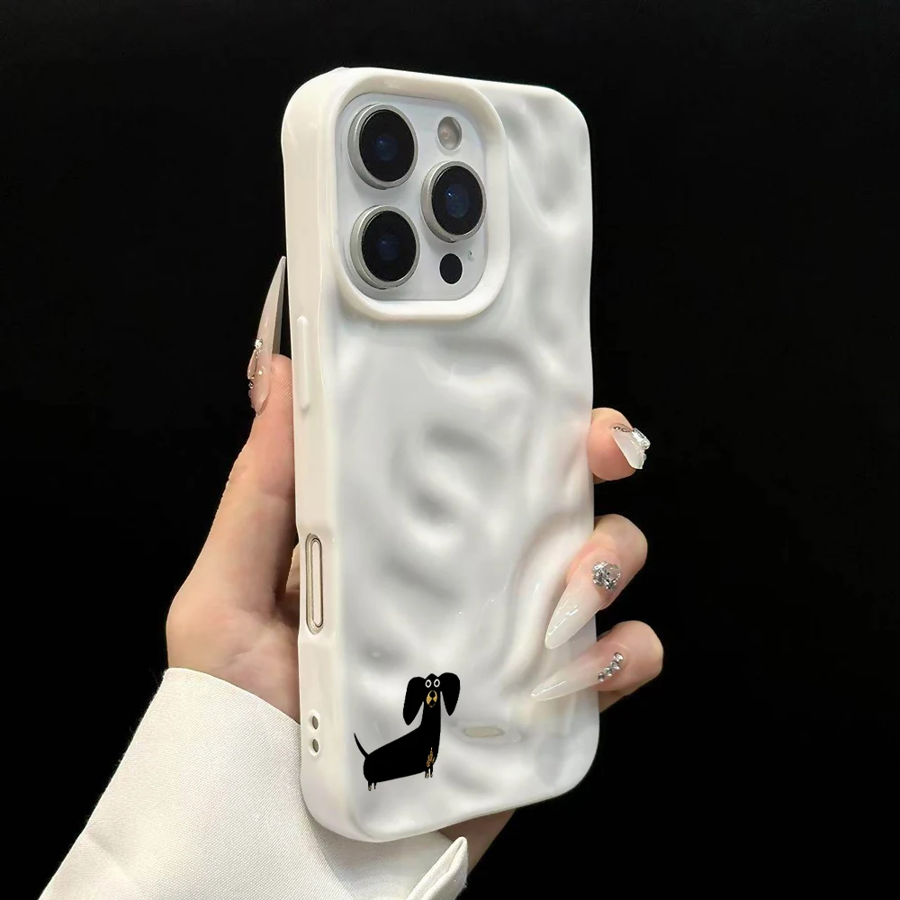Minimalistische Dackel-Handyhülle für iPhone 17 16 15 14 13 12 11 Pro Max 14 Plus 17Air, Falten-Wellen-Design, weiche Silikonhülle – Detail 8