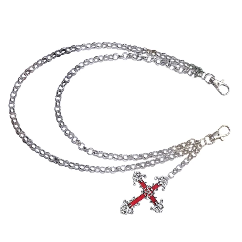 Adjustable Crosses Pendant Chain Geometric Long Metal Chain Crosses Pants Chain