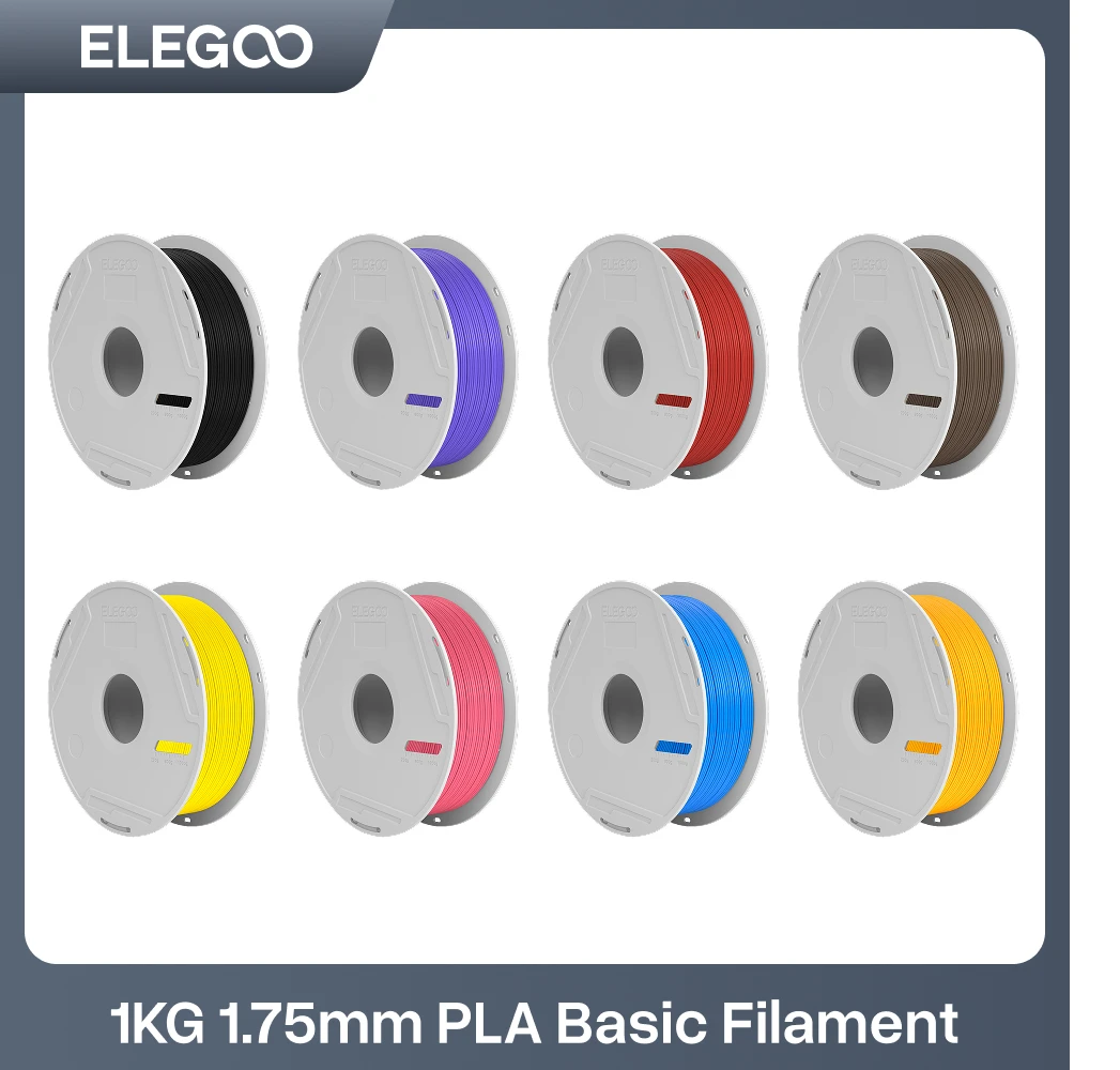 ELEGOO 1KG Filamento de recarga básico PLA 1,75 mm preto, filamento de impressora 3D sem bobina Precisão dimensional +/- 0,02 mm