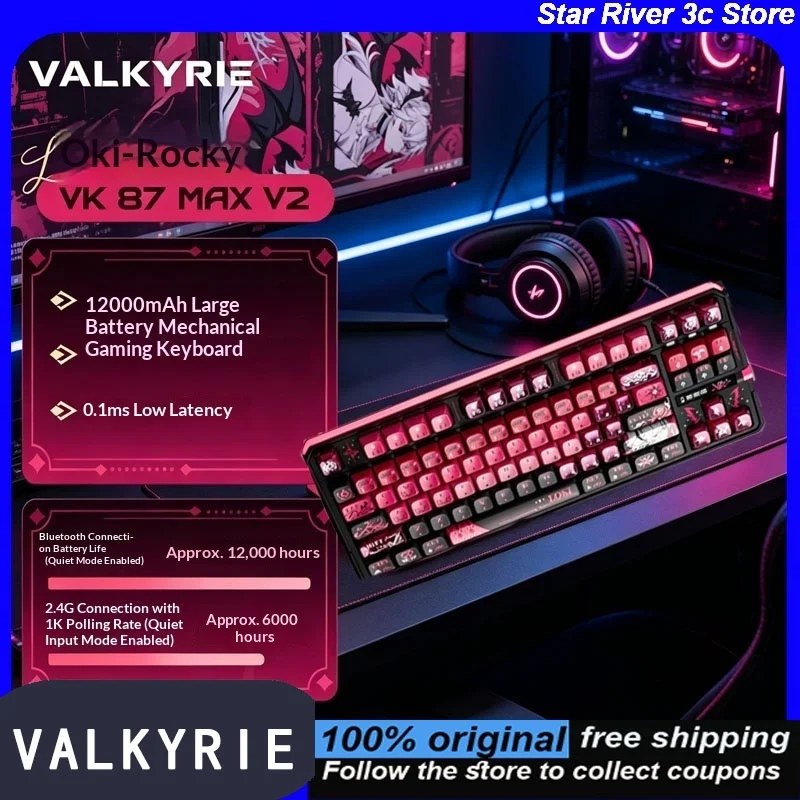 

Valkyrie Vk87 V2 Mechanical Keyboard Tri Mode Wireless Full Key Hot Swap Dual 8K Polling Rate 12000mAh Low Latency Custom Gaming