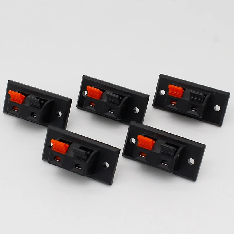 5Pcs 2 Positions Connector Terminal Push-in Jack Spring Load 2 Way 2 Pin Spring Push Release Home Audio Speaker Terminals