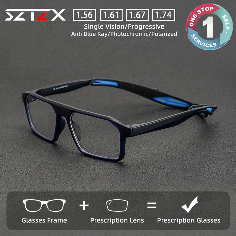 

SZTZX Anti Slip Silicone Detachable Prescription Myopia Glasses For Basketball Outdoor Sports TR90 Progressive Reading Glasses