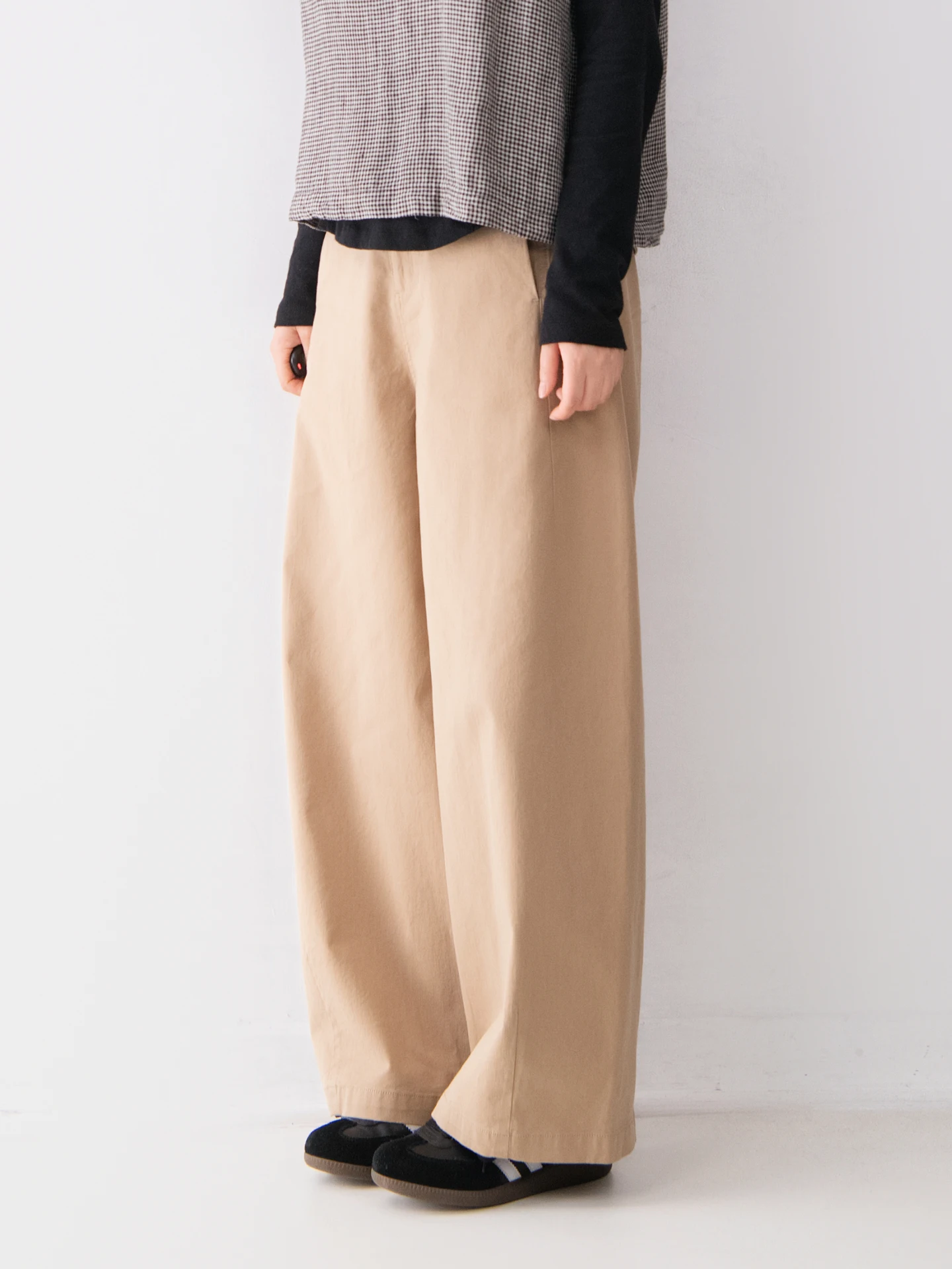 

Cotton Lyocell Blend Casual Pants Women's Grandmother Style Comfortable Skin-Friendly Slimming Patchwork Pure Color Loose Fit
