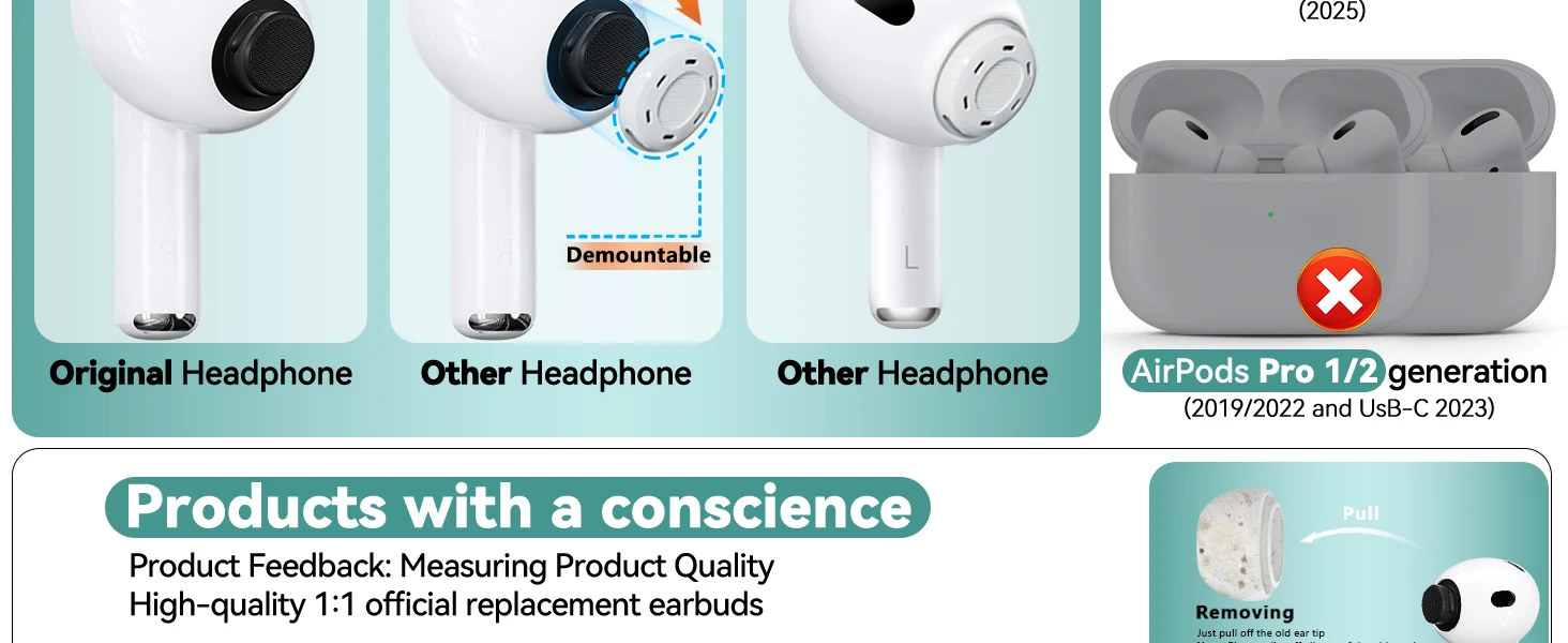 HAPPORIA Silikon-Ohrstöpsel für AirPods Pro 3, Ersatz-Ohrhörer, Geräuschreduzierung, rutschfeste Ohrkappen, sicherer Sitz, weiche Ohrpolster – Detail 2