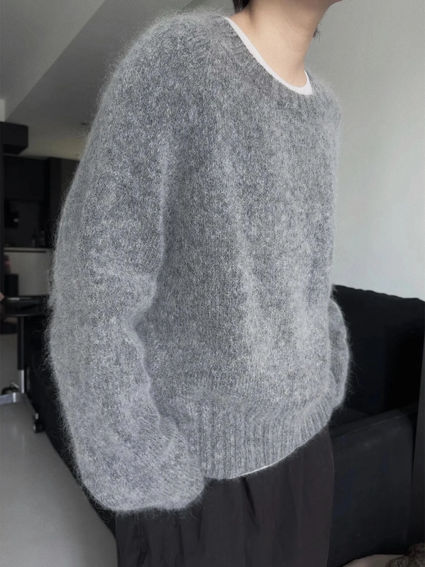 100% الصوف الخالص س الرقبة البلوز في الخريف والشتاء جديد سترة الكشمير المعنقة المرأة عادية متماسكة معطف المرأة