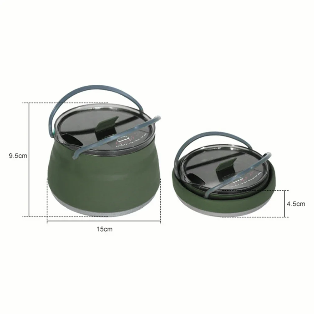 Outdoor Folding Silicone Kettle Portable Mini Boiling Water Pot with Handle Camping Kettle Pan Pot for Travel Picnic Tableware