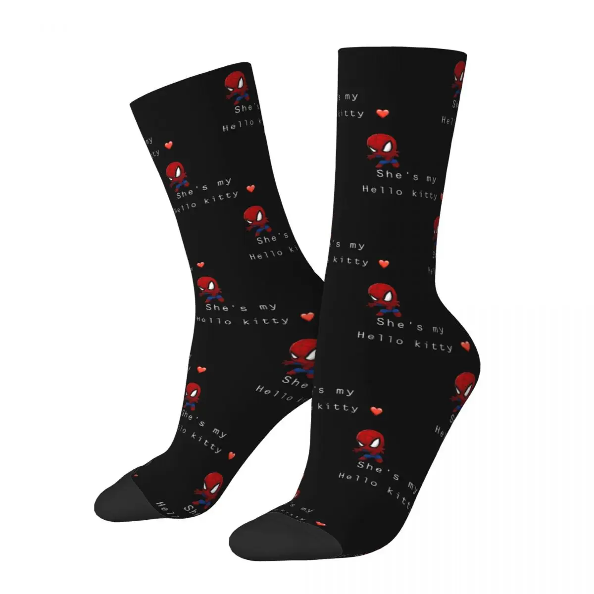 Fashion Male Men Socks Casual Spiderman She's My Hello Kitty Sock Polyester Skateboard Women Socks Spring Summer Autumn Winter