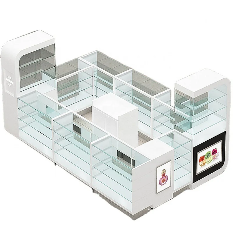 

Custom. glass perfume showcase perfume store display cabinet with led light island shop modern perfume kiosk for mall